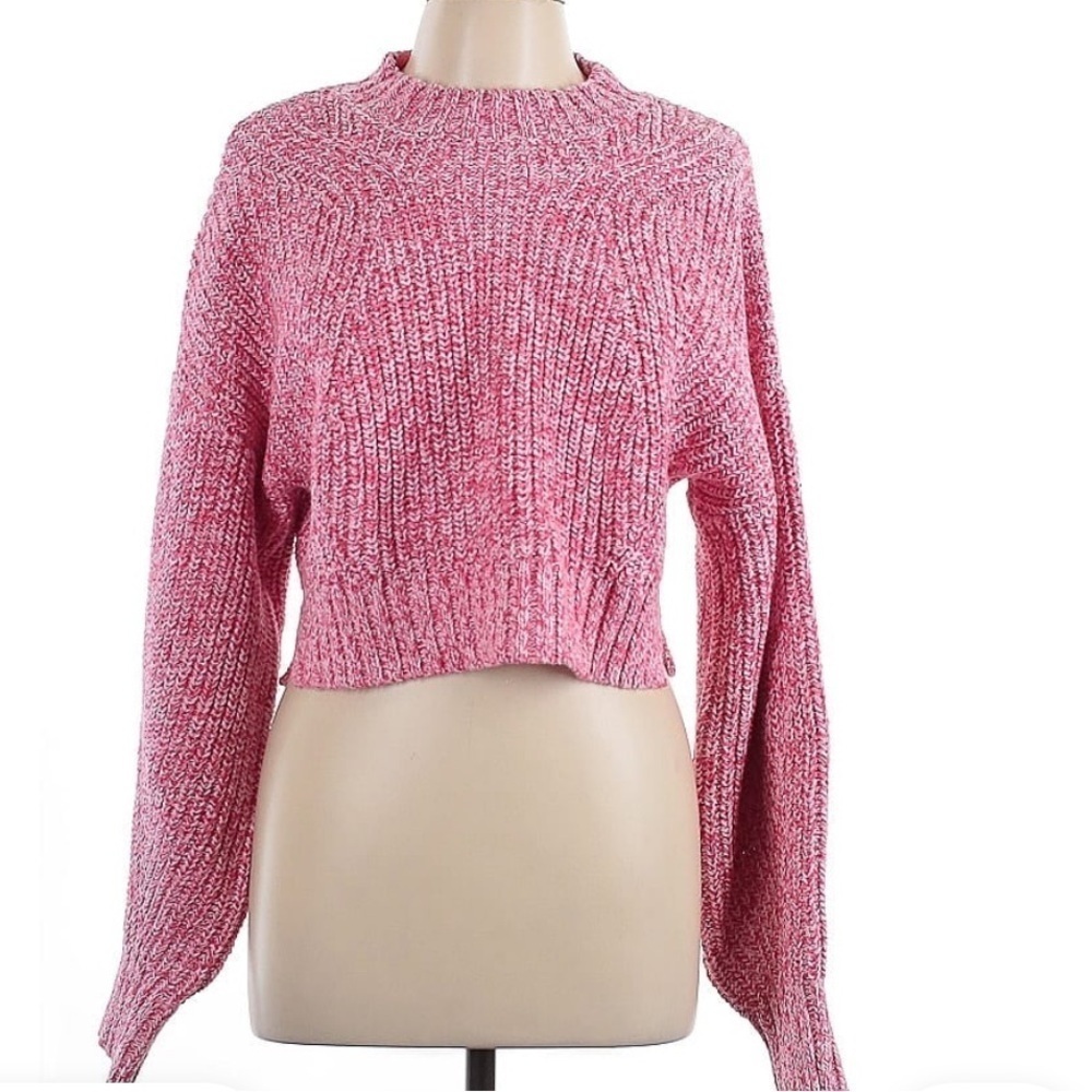 Rebecca Minkoff Pink Red Knit Crop Bowie Sweater XL - Picture 2 of 5